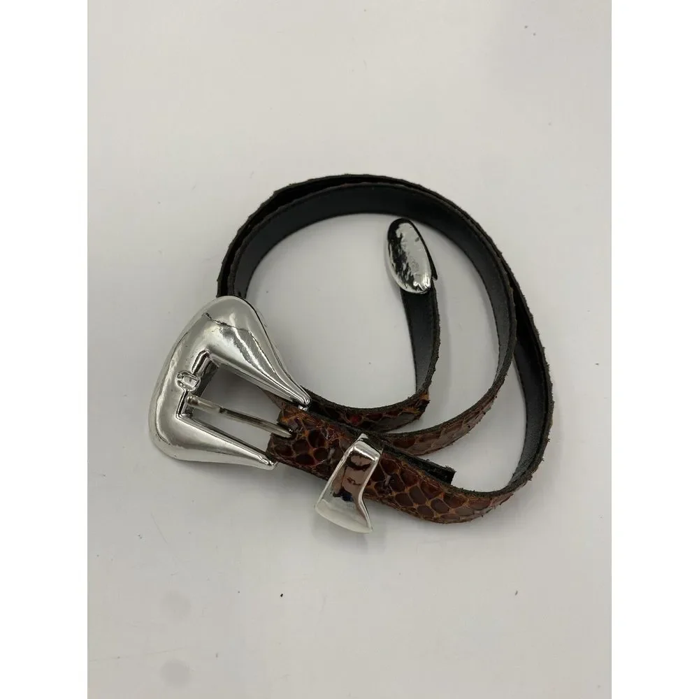 M Z Accessories Women's Genuine Reptile‎ Leather Lined Belt